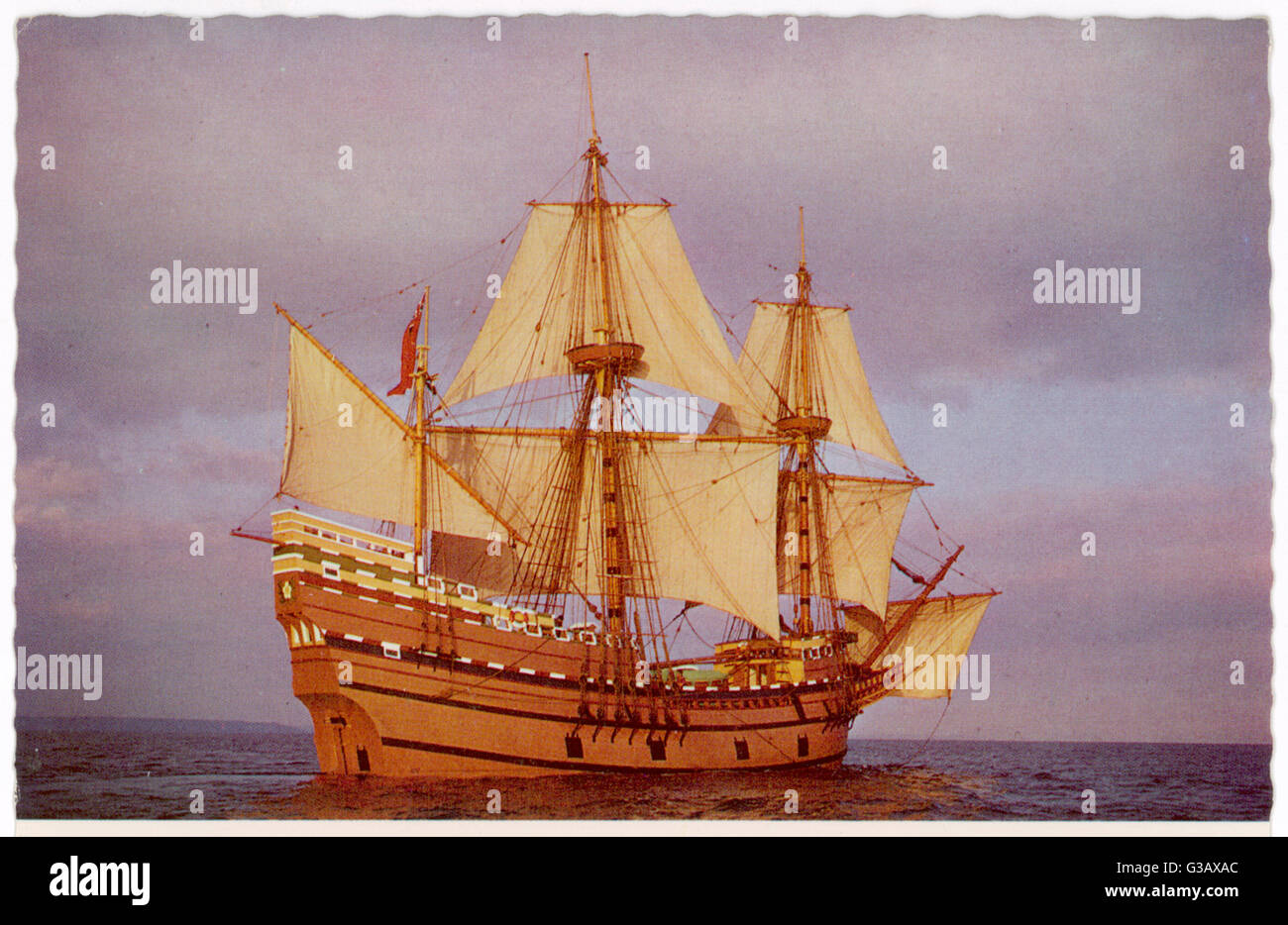 Modello di nave che ha trasportato il 'Pellegrino Casati dall Europa verso il nuovo mondo data: 1620 Foto Stock