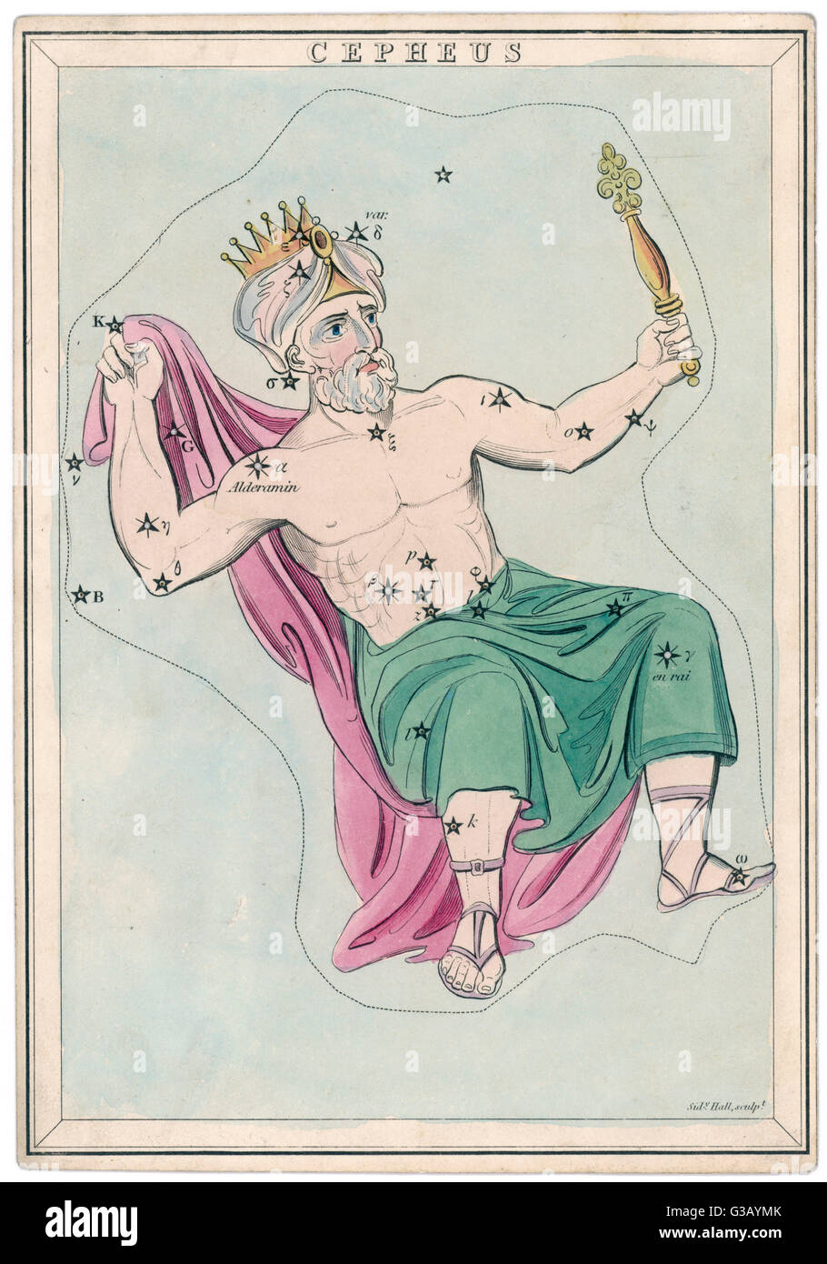 MAPPA DELLE STELLE DI CEFEO Foto Stock