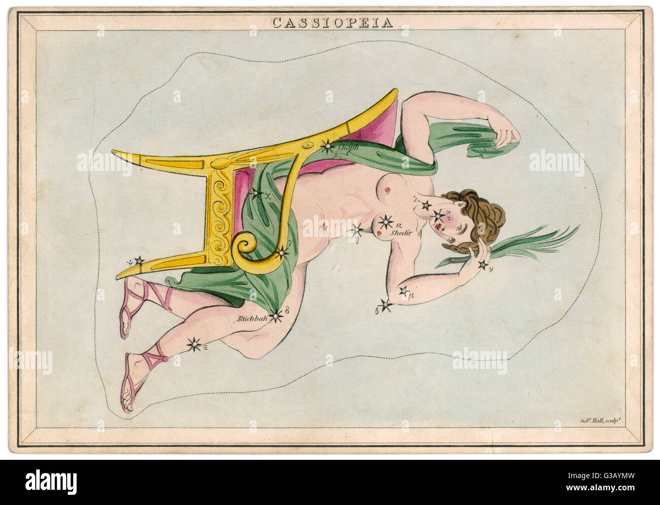 MAPPA DELLE STELLE DI CASSIOPEIA Foto Stock