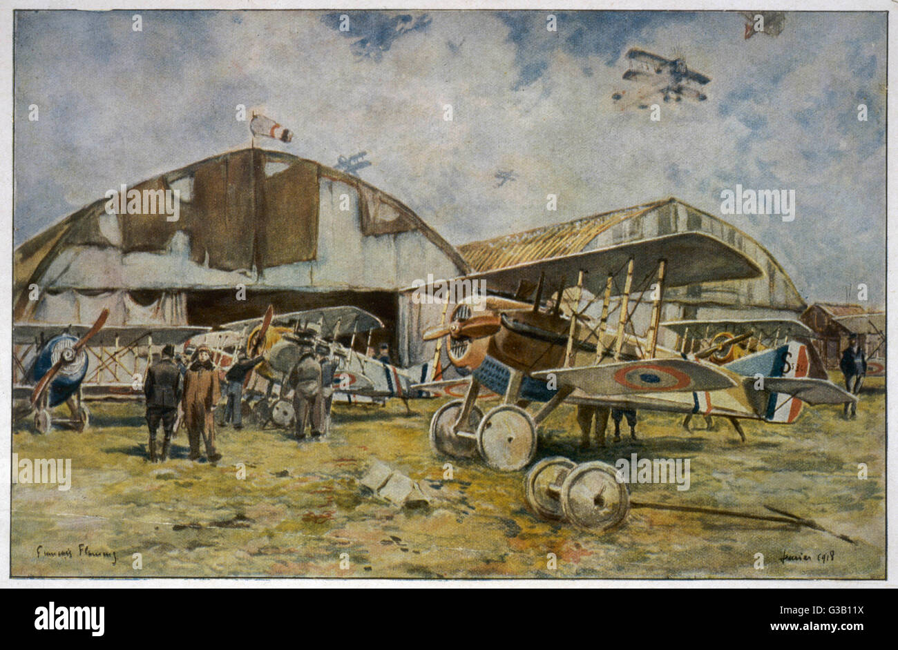 AEREI DA GUERRA FRANCESI ALLA BASE Foto Stock