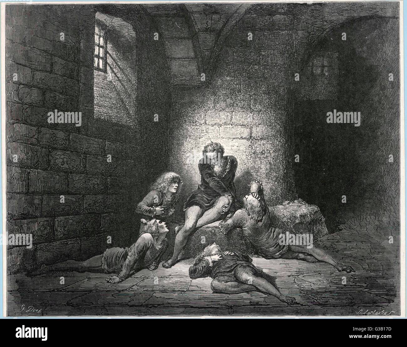 Dante Divina commedia: Prigionieri in una cella Foto Stock