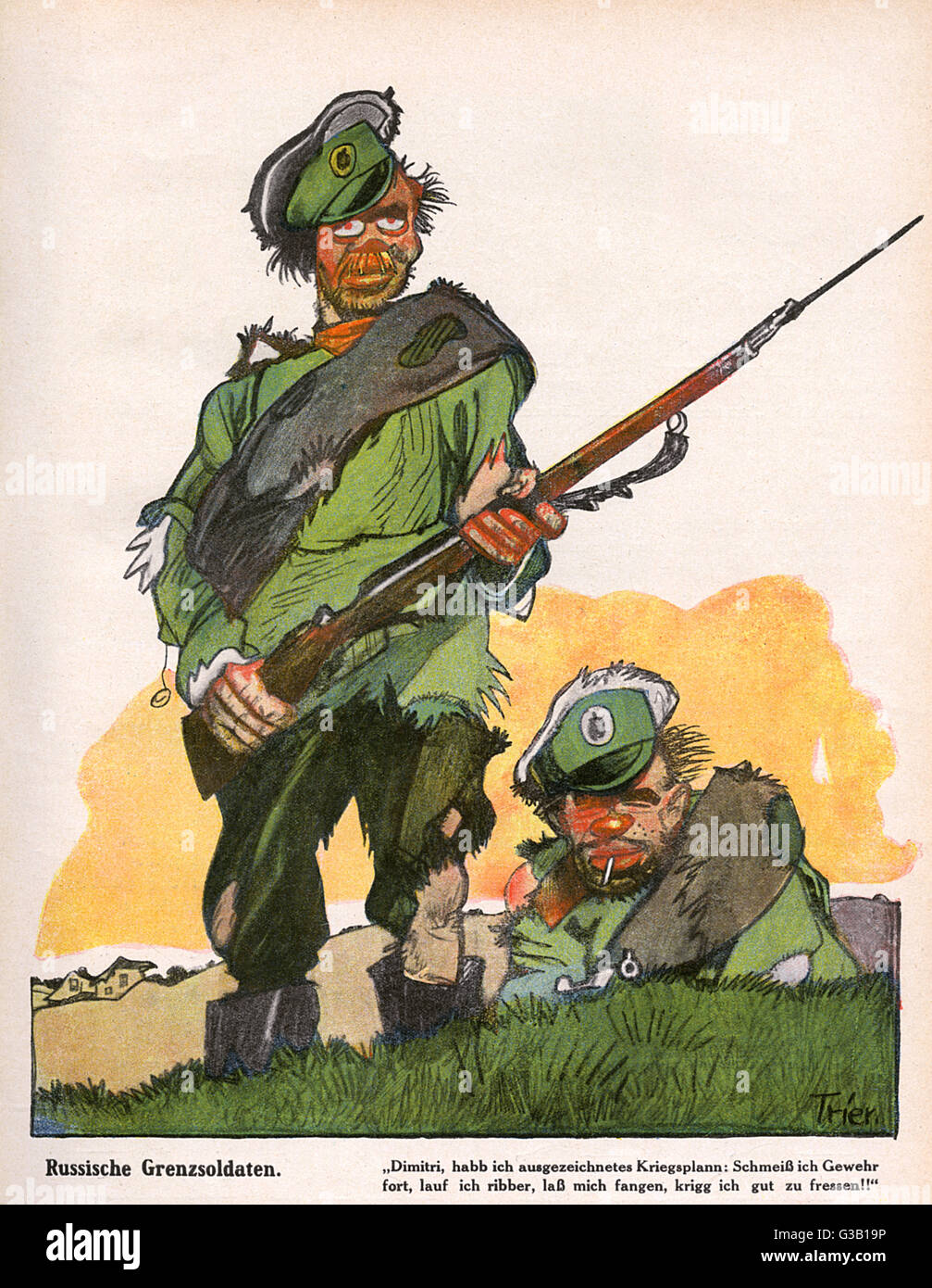 Caricatura tedesca dei soldati russi, WW1 Foto Stock