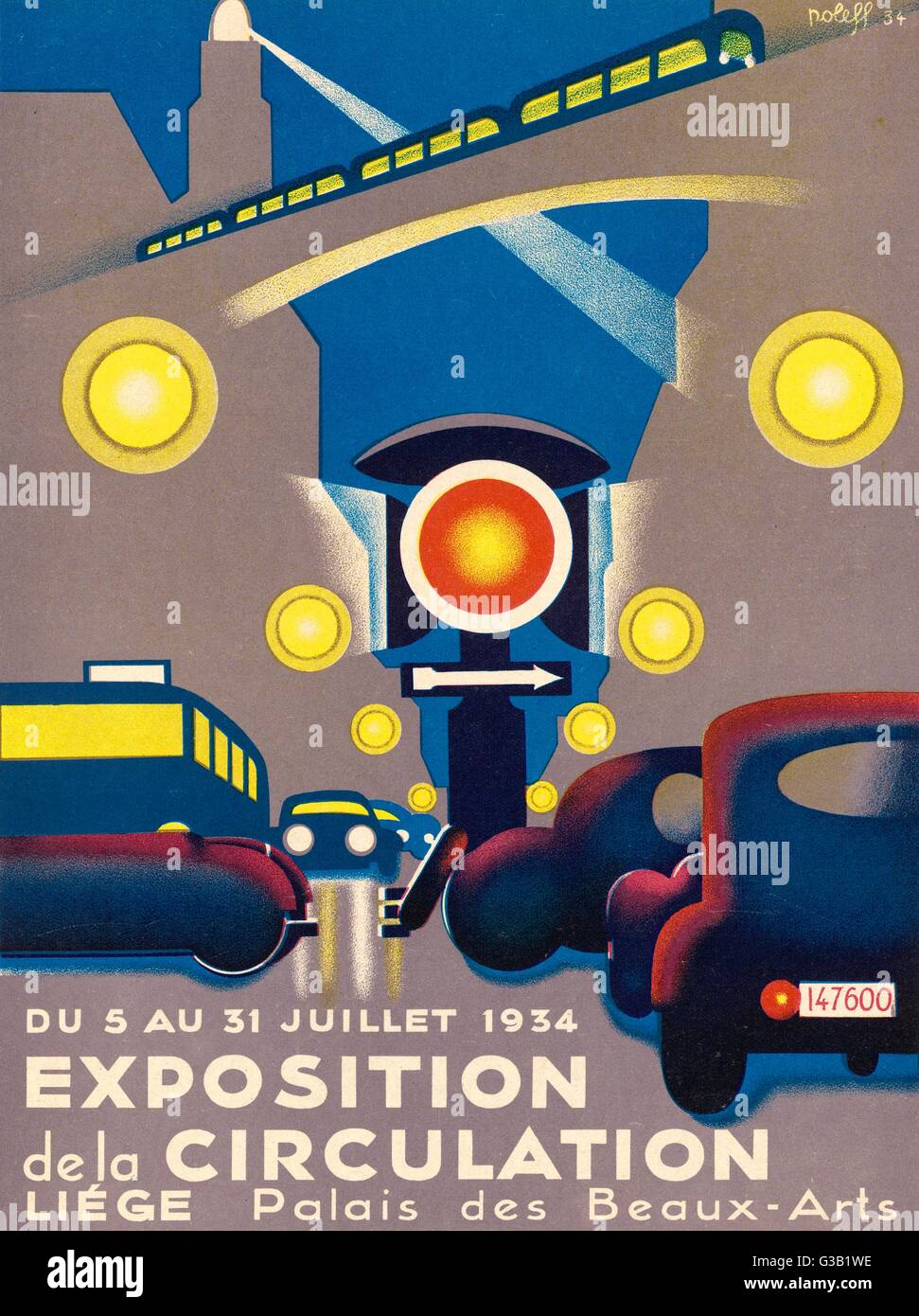 Poster per l'EXPOSITION DE LA CIRCOLAZIONE tenutasi a Liegi, Belgio Data: 1934 Foto Stock