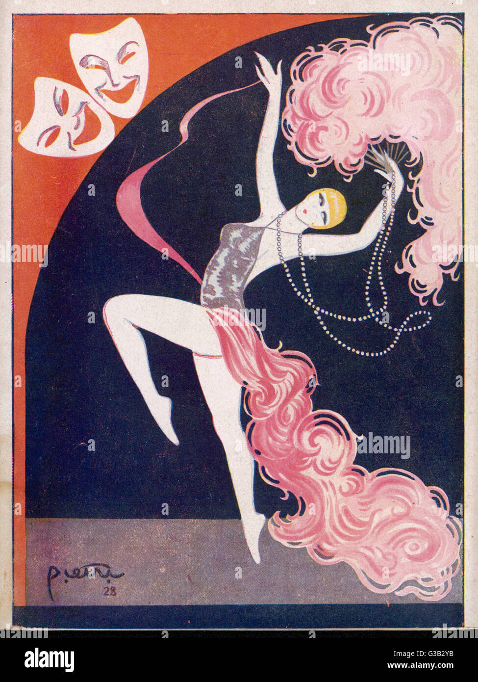 Showgirl danze con una lunga stringa di perle data: 1928 Foto Stock