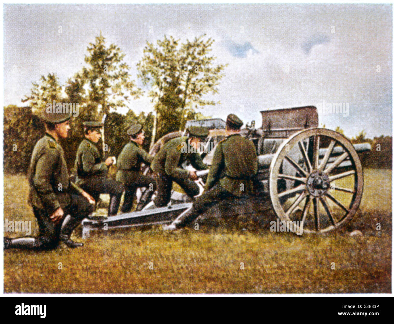 Un russo pezzo di artiglieria. Data: 1914 Foto Stock