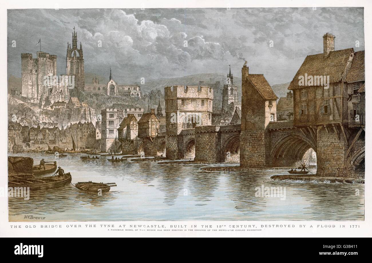 Newcastle-su-Tyne: ponte vecchio data: pre-1771 Foto Stock