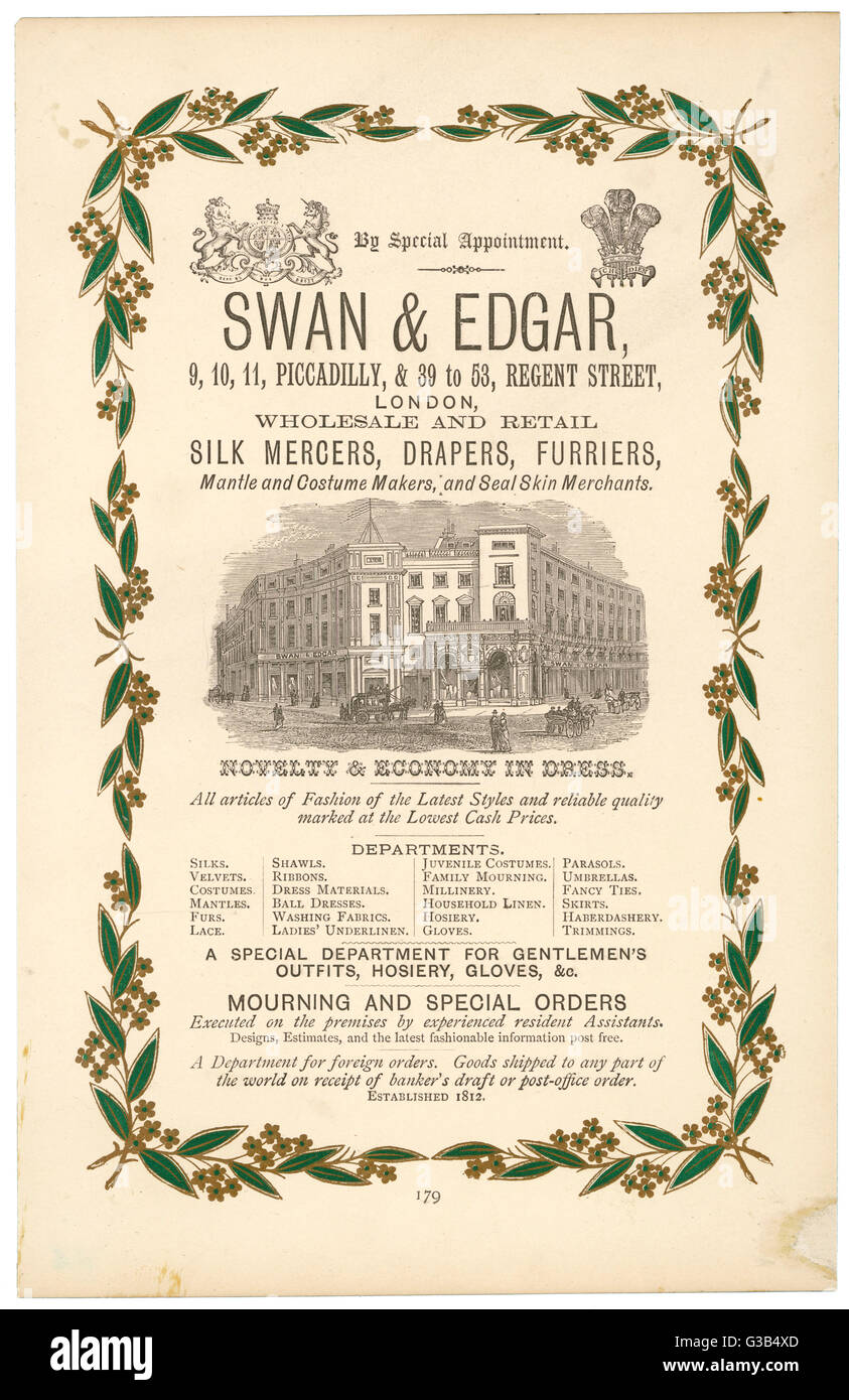 SWAN & EDGAR 1883 Foto Stock