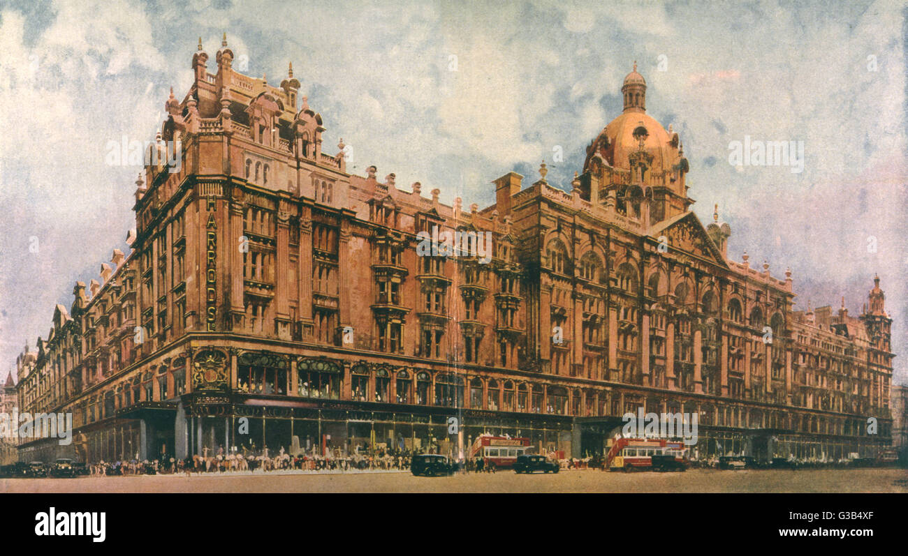 Esterno di Harrods 1929 Foto Stock