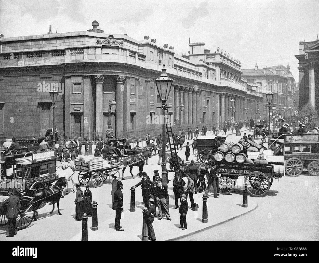 Banca d'Inghilterra con carrelli di Consegna Data: 1901 Foto Stock