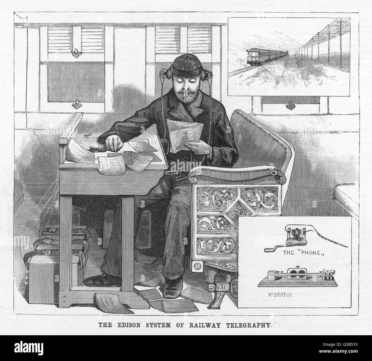 TELEGRAPH DI EDISON 1886 Foto Stock