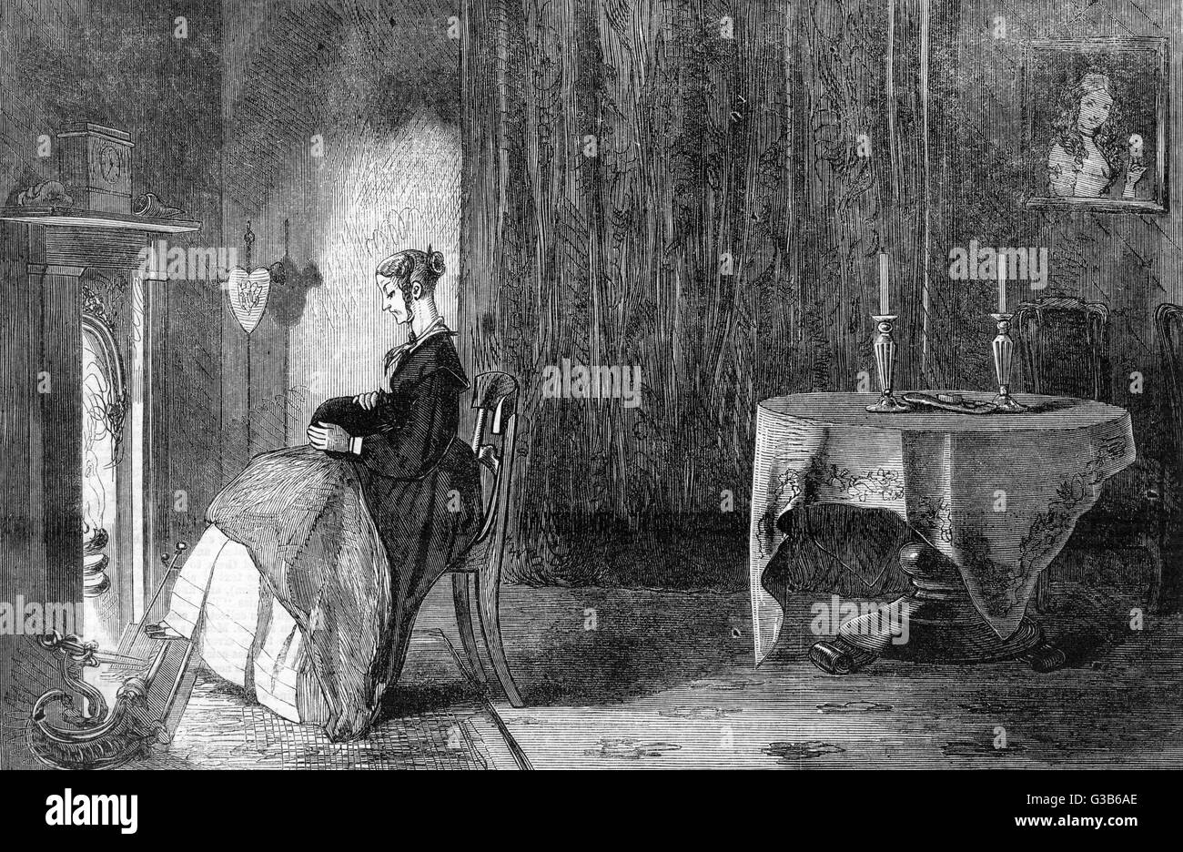 'A spinster qui...' immagine 3 di una serie sui vantaggi di Australia nel corso Inghilterra &AMP; incoraggiare l'emigrazione. Data: 1863 Foto Stock