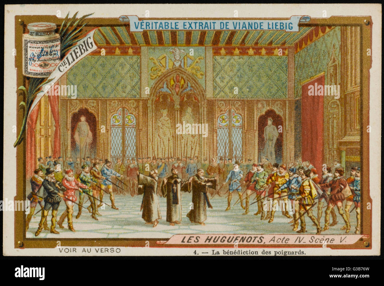 Atto 4 scena 5 - sacerdoti benedire le spade dei cattolici che sono in procinto di macellazione ugonotti nel massacro di San Bartolomeo. Data: eseguito per la prima volta 1836 Foto Stock