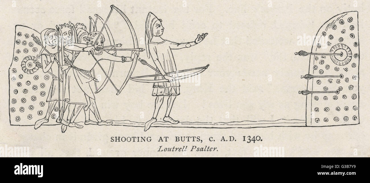 14th ° secolo tiro con l'arco a Butts Foto Stock