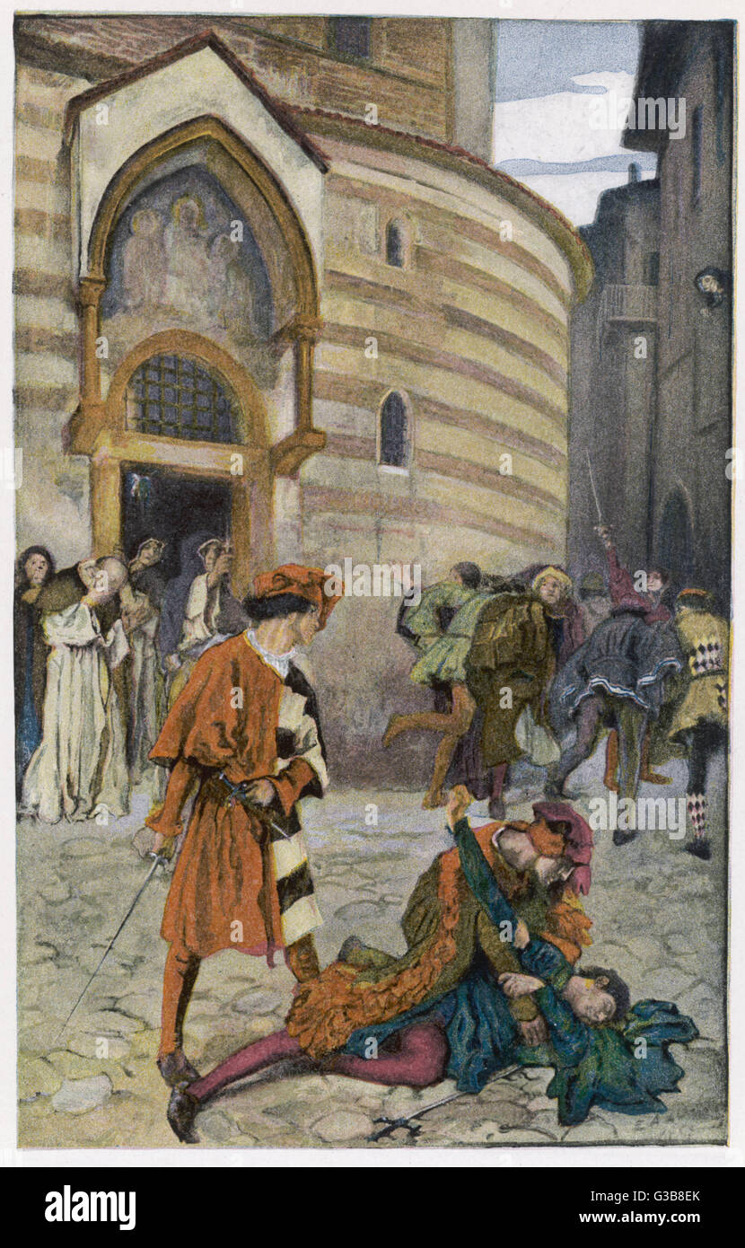 Atto III, scena I la morte di Mercutio, Romeo's amico data: 1903 Foto Stock