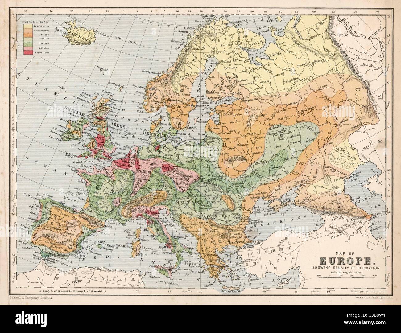 Mappa - Europa - popolazione Foto Stock