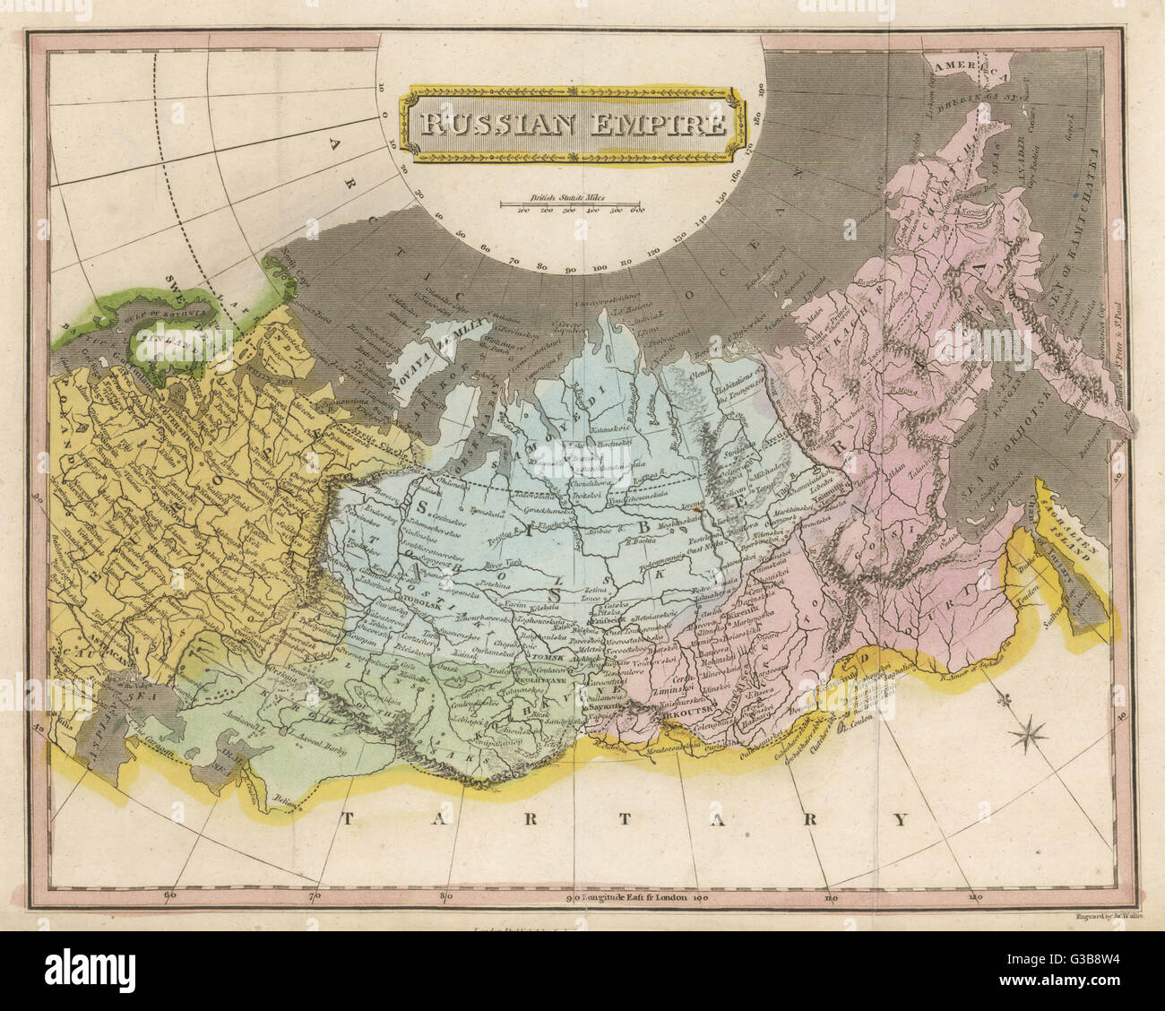 Mappa dell'impero russo data: 1800? Foto Stock