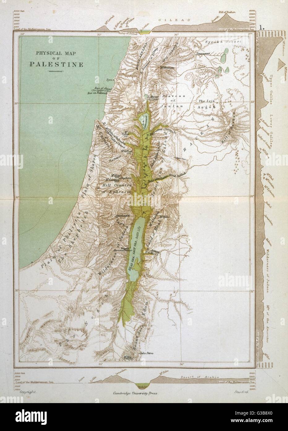 Mappa della Palestina in tempi biblici Data: BC Foto Stock