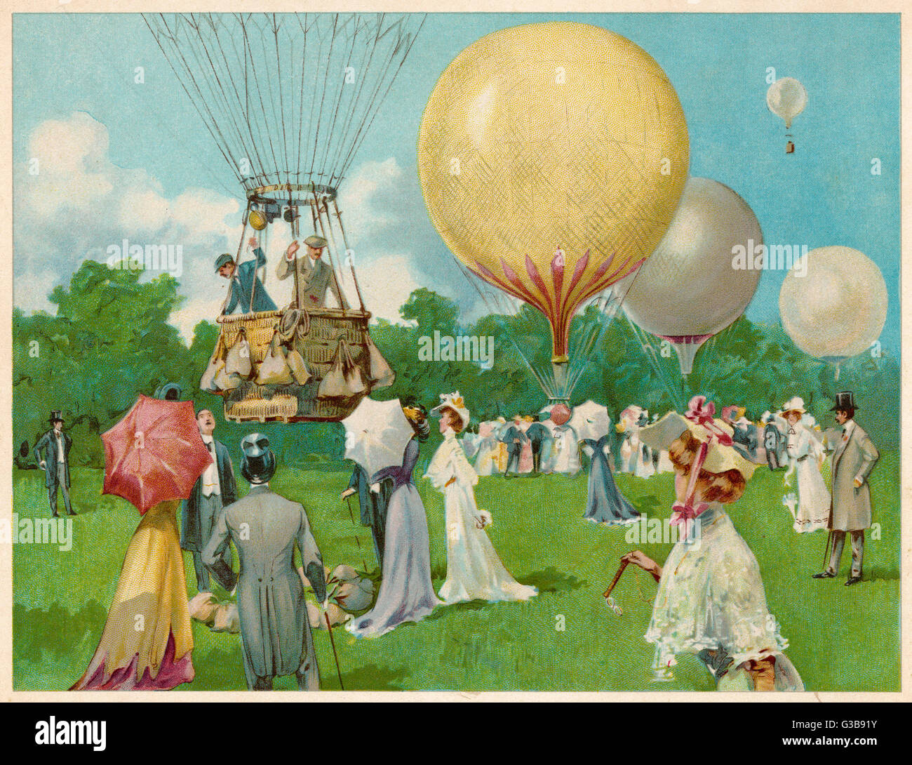 Un palloncino al rally Hurlingham, nella periferia occidentale di Londra, è più come un evento sociale come una occasione sportiva. Data: circa 1910 Foto Stock