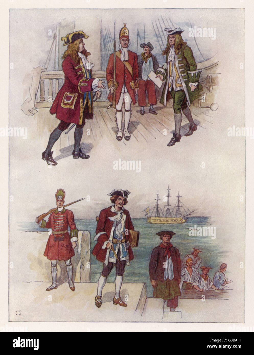 I marinai della Royal Navy durante la prima metà del secolo. Data: 1702 - 1750 Foto Stock