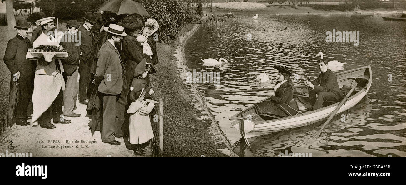 Gite in barca nel Bois de Boulogne, Parigi Foto Stock