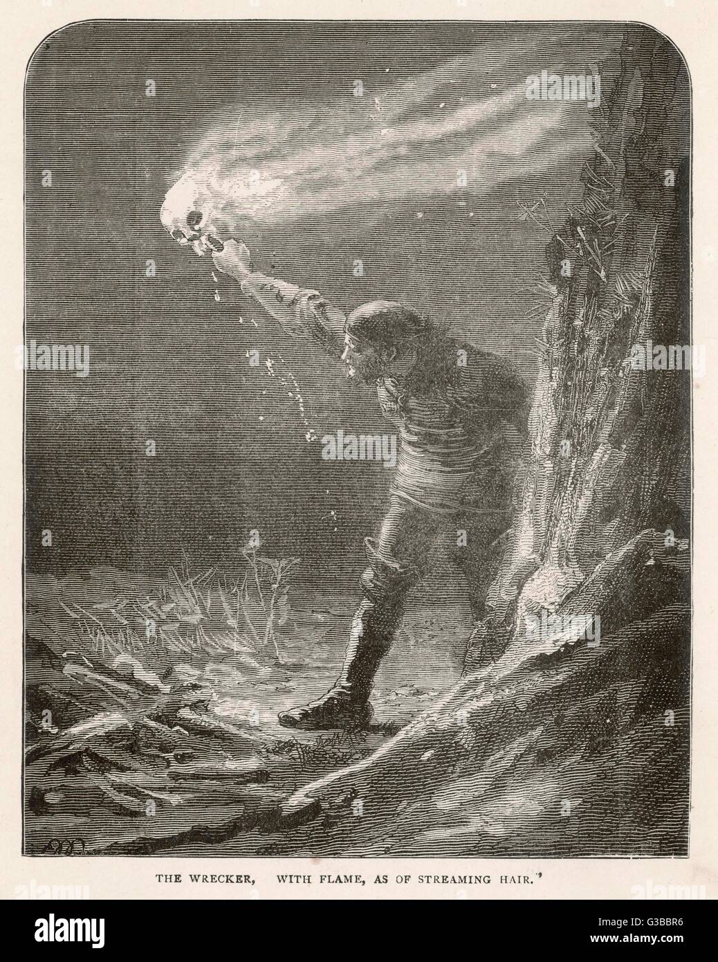 Cornish wrecker con una torcia ardente Data: circa 1870 Foto Stock