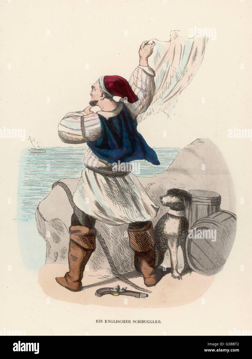 Il tedesco raffigurazione di un inglese un contrabbandiere Data: inizio del XIX secolo Foto Stock