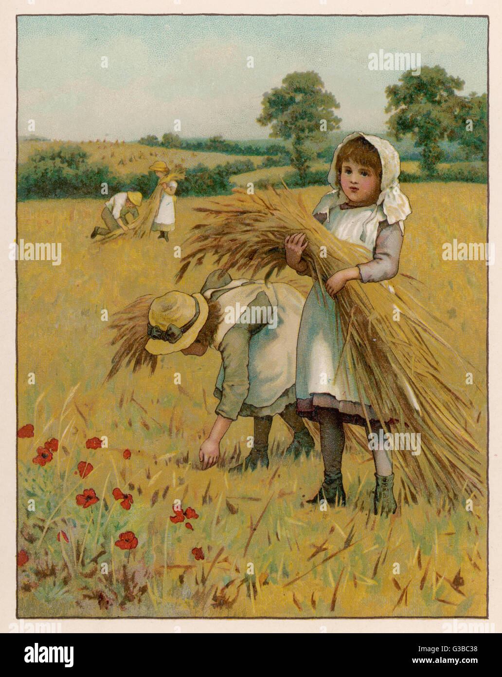Due ragazze spigolare in un campo. Data: 1888 Foto Stock