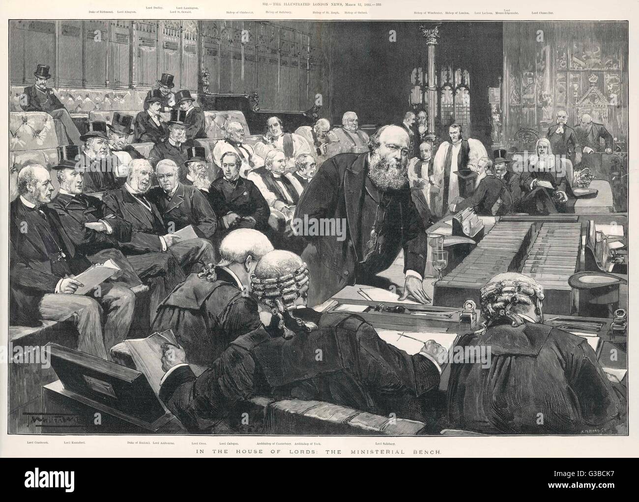 Primo Ministro conservatore Lord Salisbury risolve la casa. Data: 1892 Foto Stock