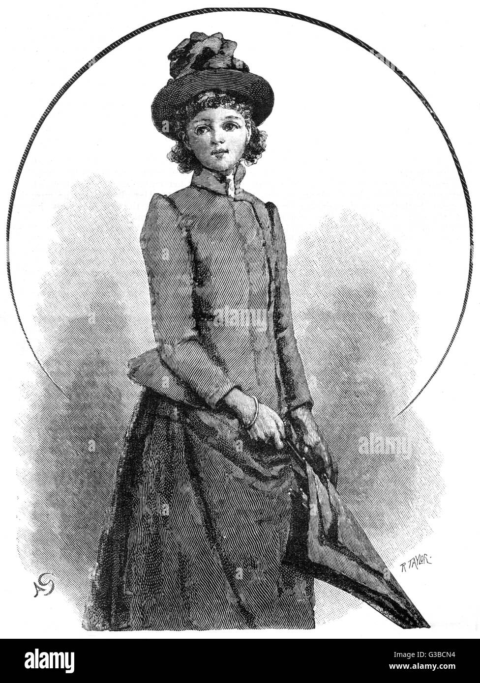 Giovane donna vittoriana in abito all'aperto. Data: 1890 Foto Stock
