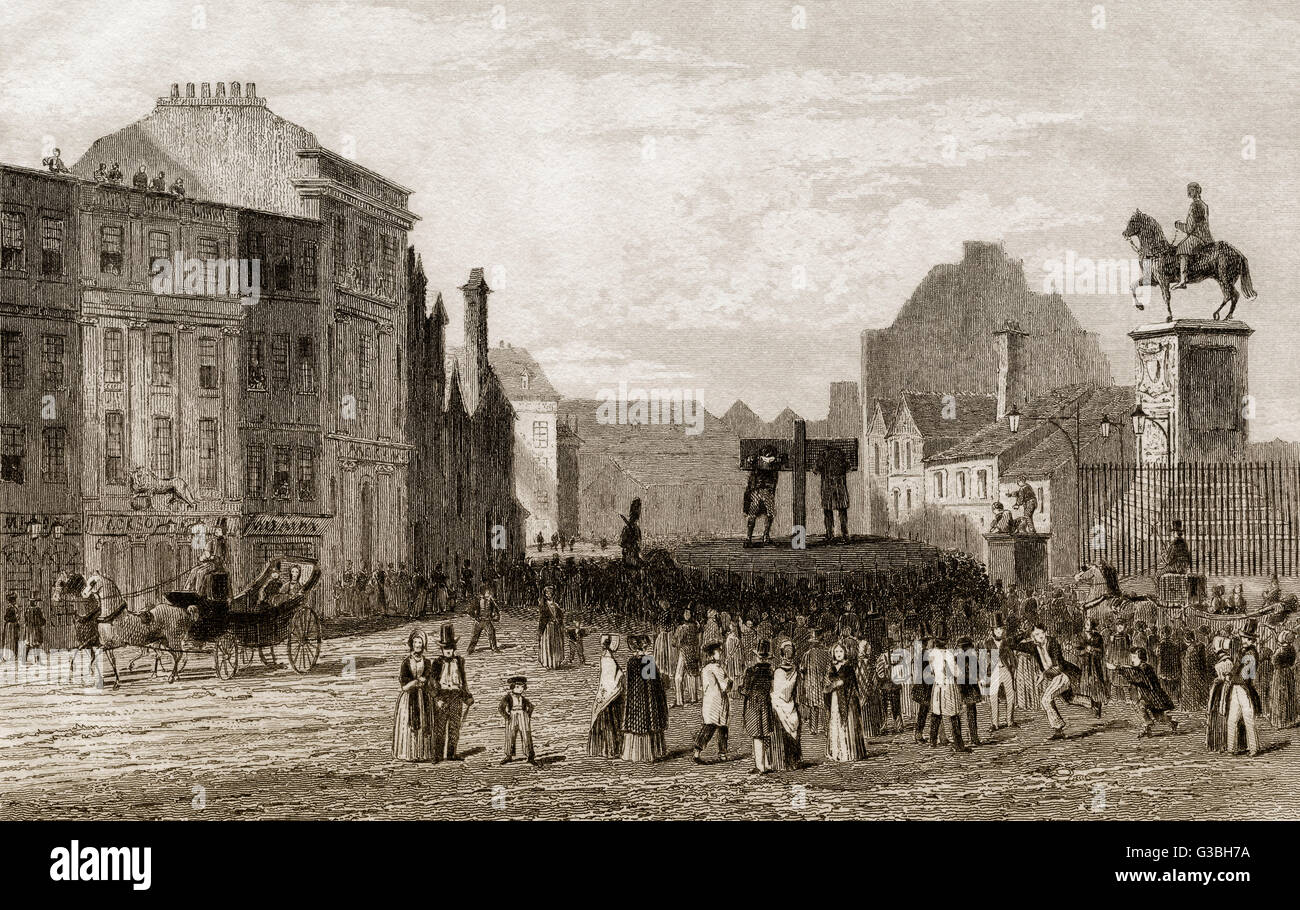 La Gogna e la statua di Carlo I, Charing Cross di Londra, XVIII secolo Foto Stock