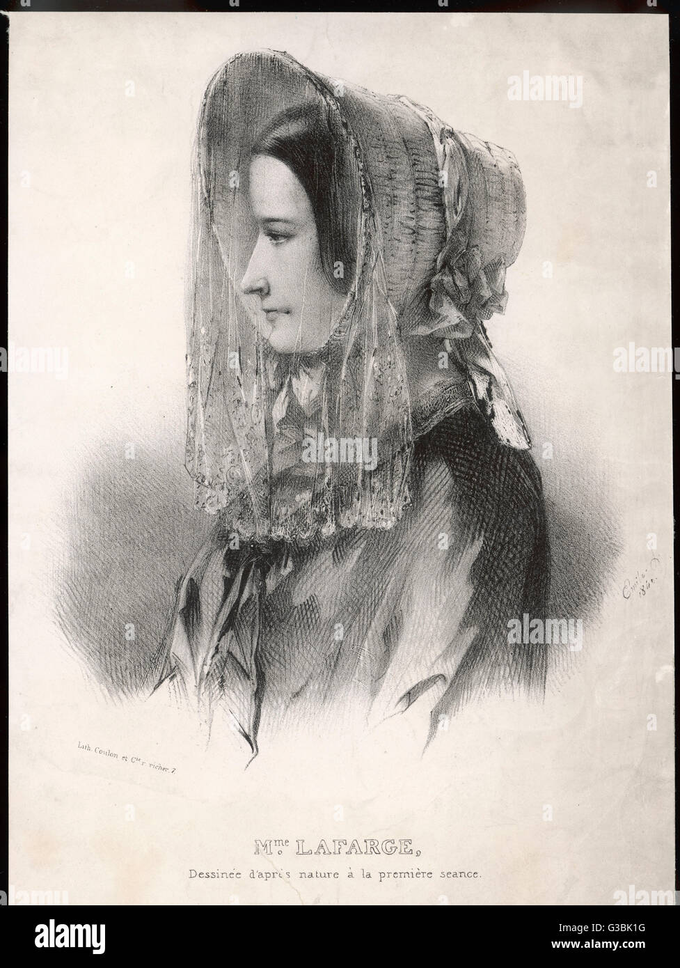 Madame Marie Lafarge, nee Cappelle, al momento della sua prova nel luglio 1840. Data: 1816 - 1852 Foto Stock