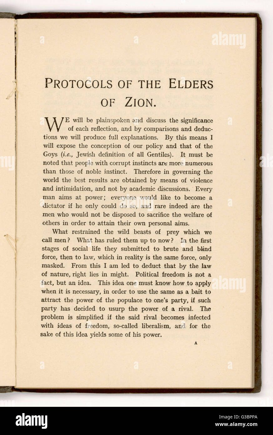 " Protocolli di imparato Savi di Sion" prima pagina. Data: 1920 Foto Stock