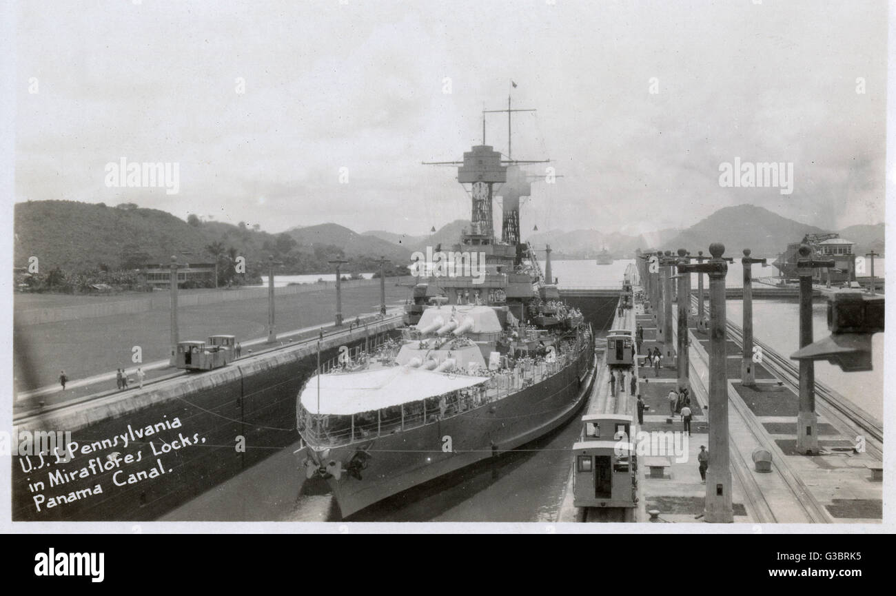 USS Pennsylvania, corazzata americana, canale di Panama Foto Stock