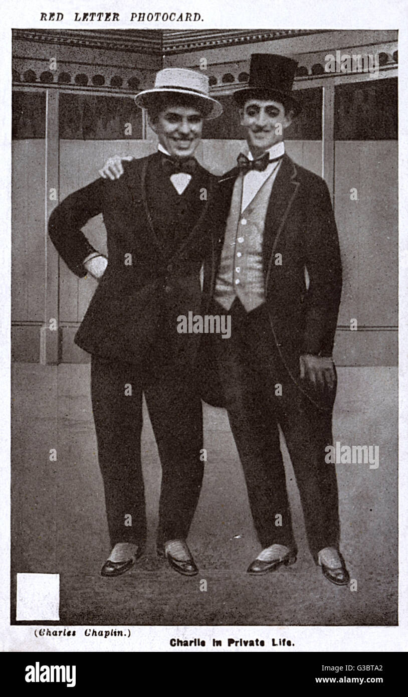 Charlie Chaplin e amico Foto Stock
