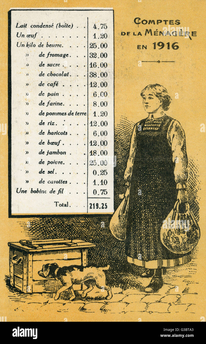 Gli effetti del WW1 sui prezzi alimentari francesi - PRIMA (1/2) Foto Stock