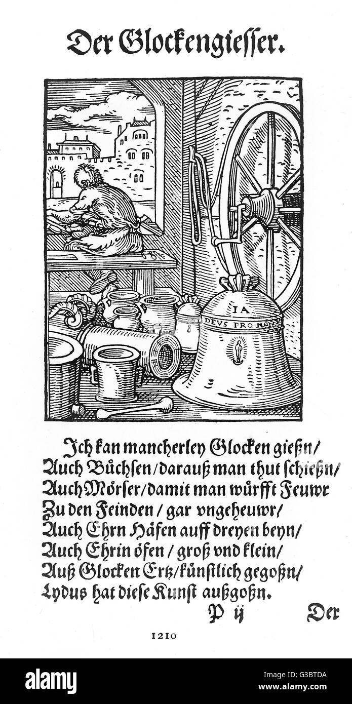 Un fondatore campana, 16th ° secolo Germania Foto Stock