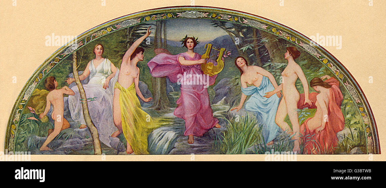 Washington, Library of Congress Mural - Muse of Lyric Poetry Foto Stock