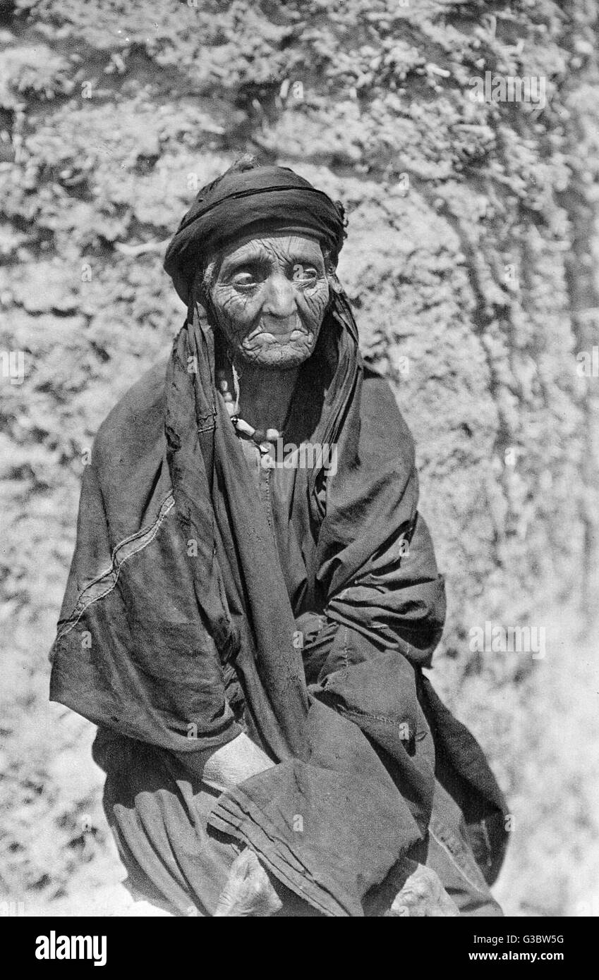 Donna beduina anziana, Terra Santa Foto Stock