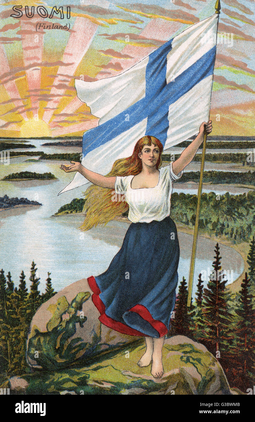 La personificazione della Finlandia (Suomi) Foto Stock