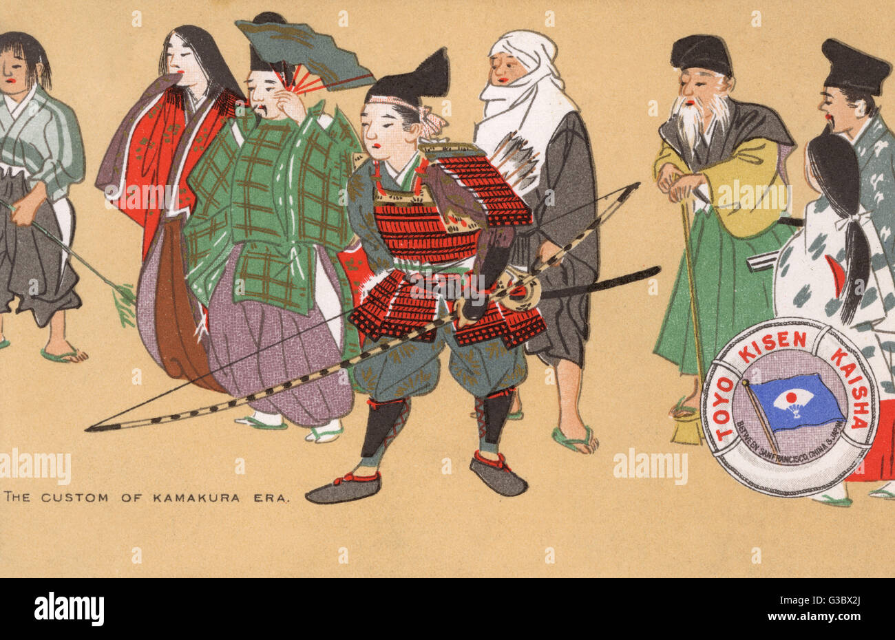 Bella giapponese cartolina promozionale per il Toyo Kisen Kaisha Shipping Company che gestiva servizi tra San Francisco, Cina e Giappone. Data: circa cinquecento Foto Stock