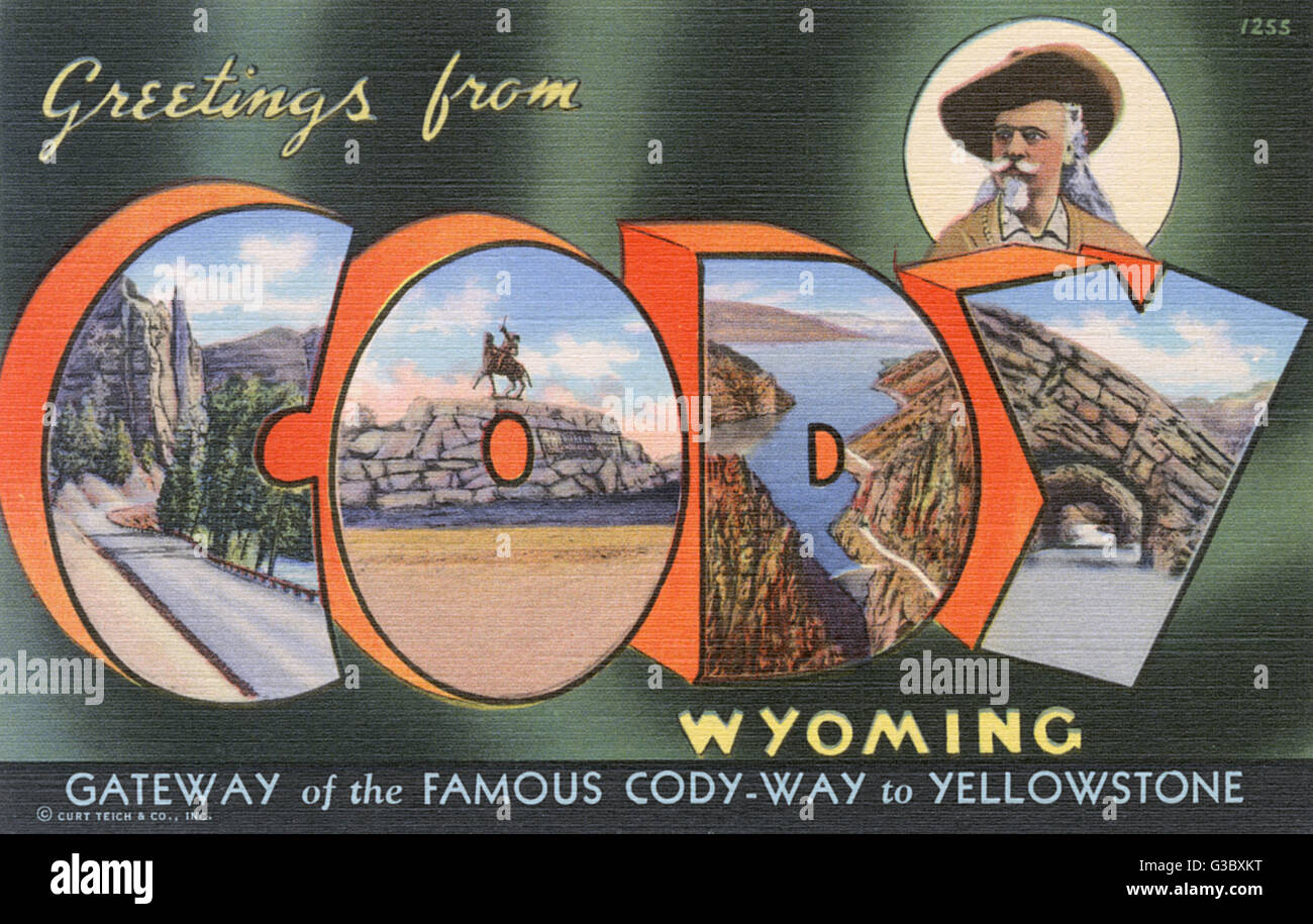 Saluti da Cody, Wyoming, USA Foto Stock