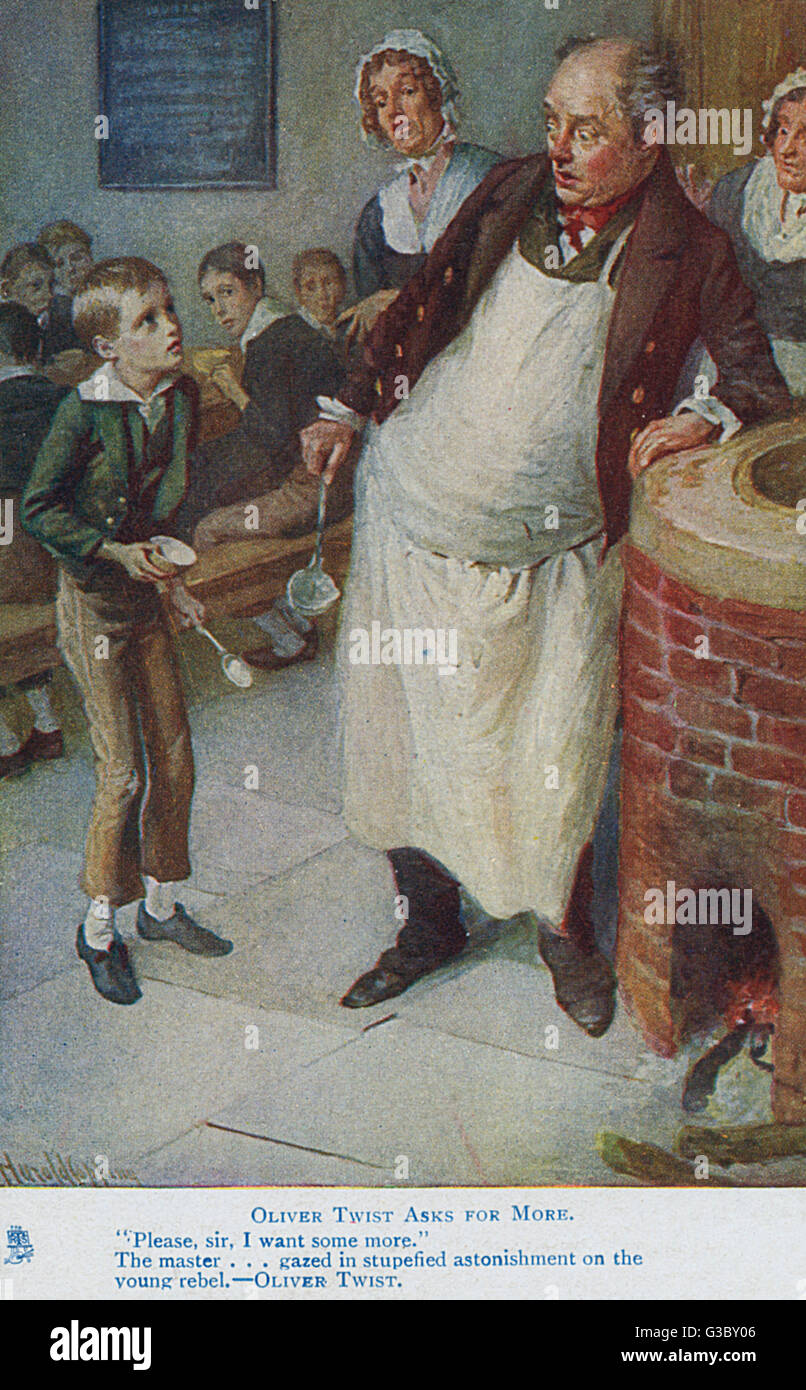 Oliver Twist chiede di più - Charles Dickens Foto Stock
