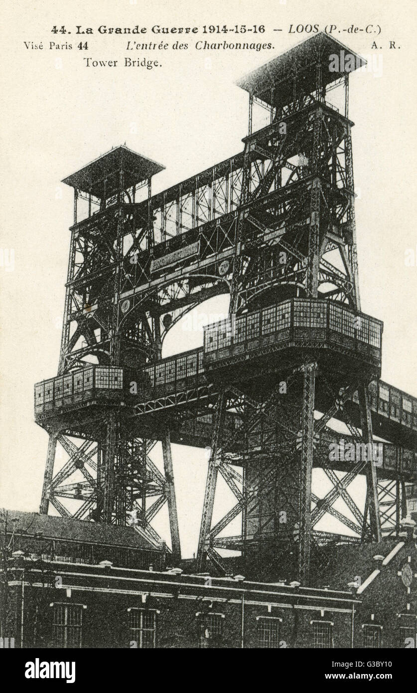 WW1 - Loos - Tower Bridge - torri a ingranaggi a testa piatta Foto Stock