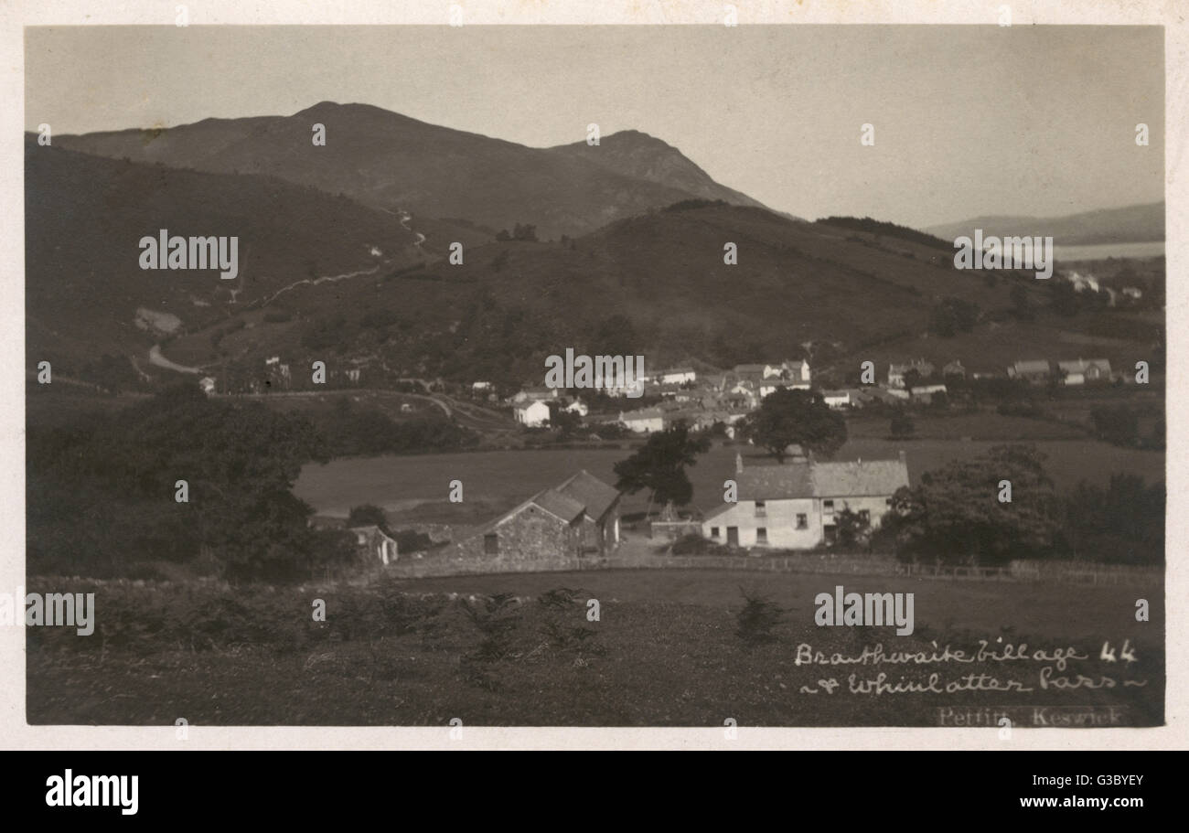 Braithwaite Village e Whinlatter Pass, Cumbria, Inghilterra Foto Stock