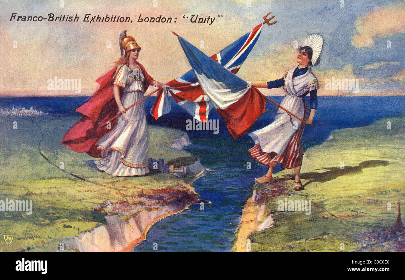 Mostra franco-britannique, White City, Shepherd's Bush, Londra - Unità. Il principale obiettivo della mostra franco-britannique nel 1908 era di celebrare il "Entente Cordiale (firmato nel 1904 tra Gran Bretagna e Francia) da un punto di vista economico. Data: 190 Foto Stock