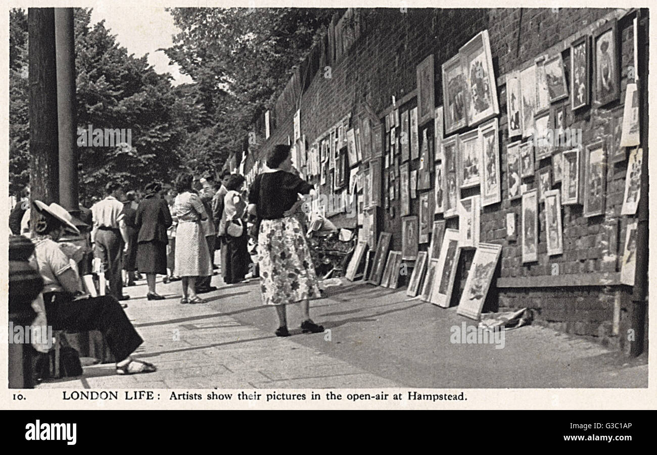 London Life - gli artisti espongono il loro lavoro in vendita, Hampstead Foto Stock