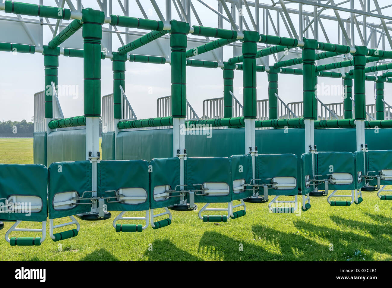 Horse Racing gate di partenza Foto Stock