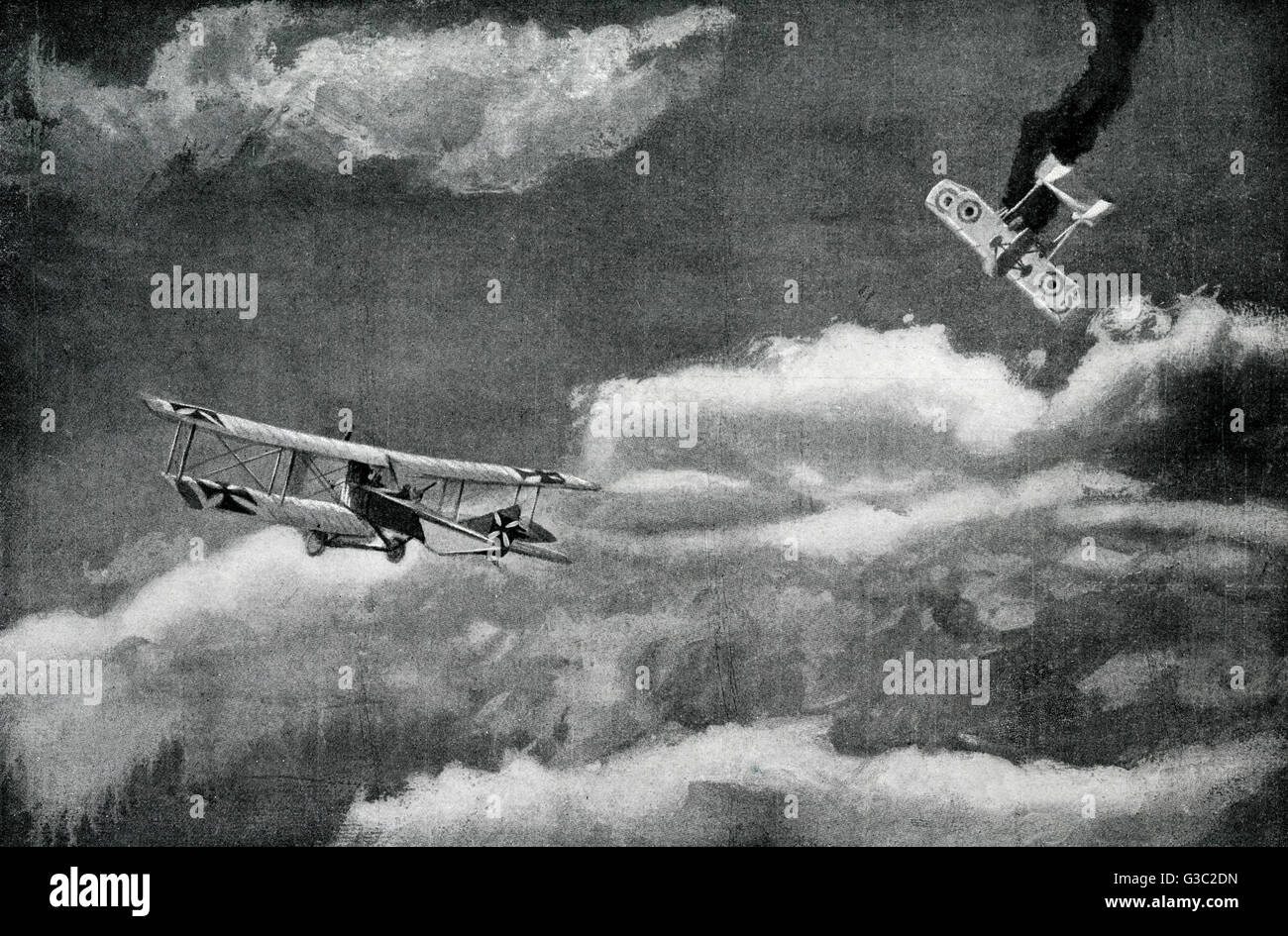 WW1 - combattimento aereo francese e tedesco, 1916 Foto Stock