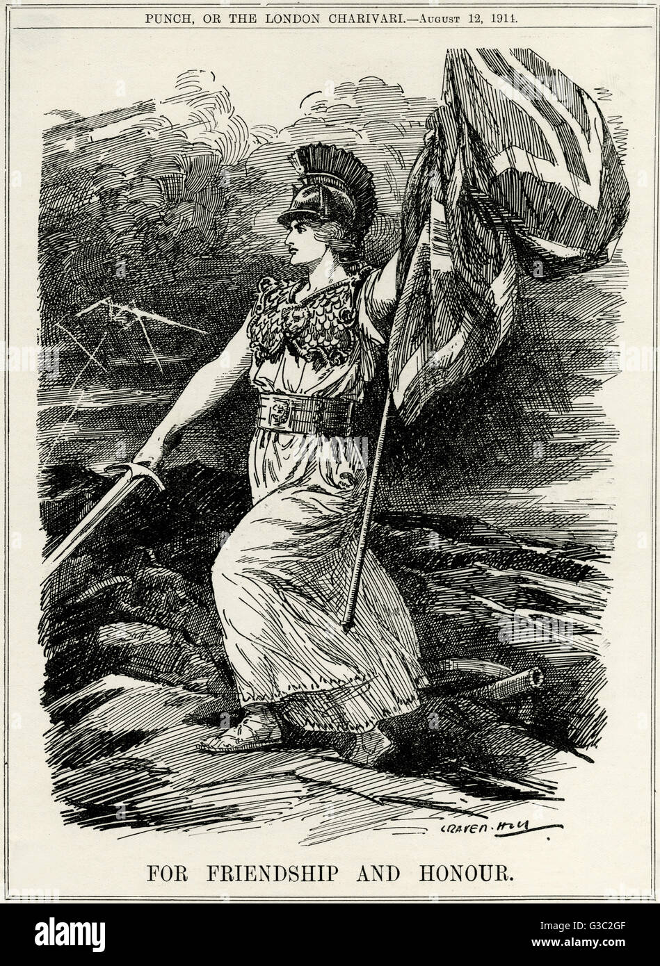 Cartone animato, per amicizia e onore (WW1) Foto Stock