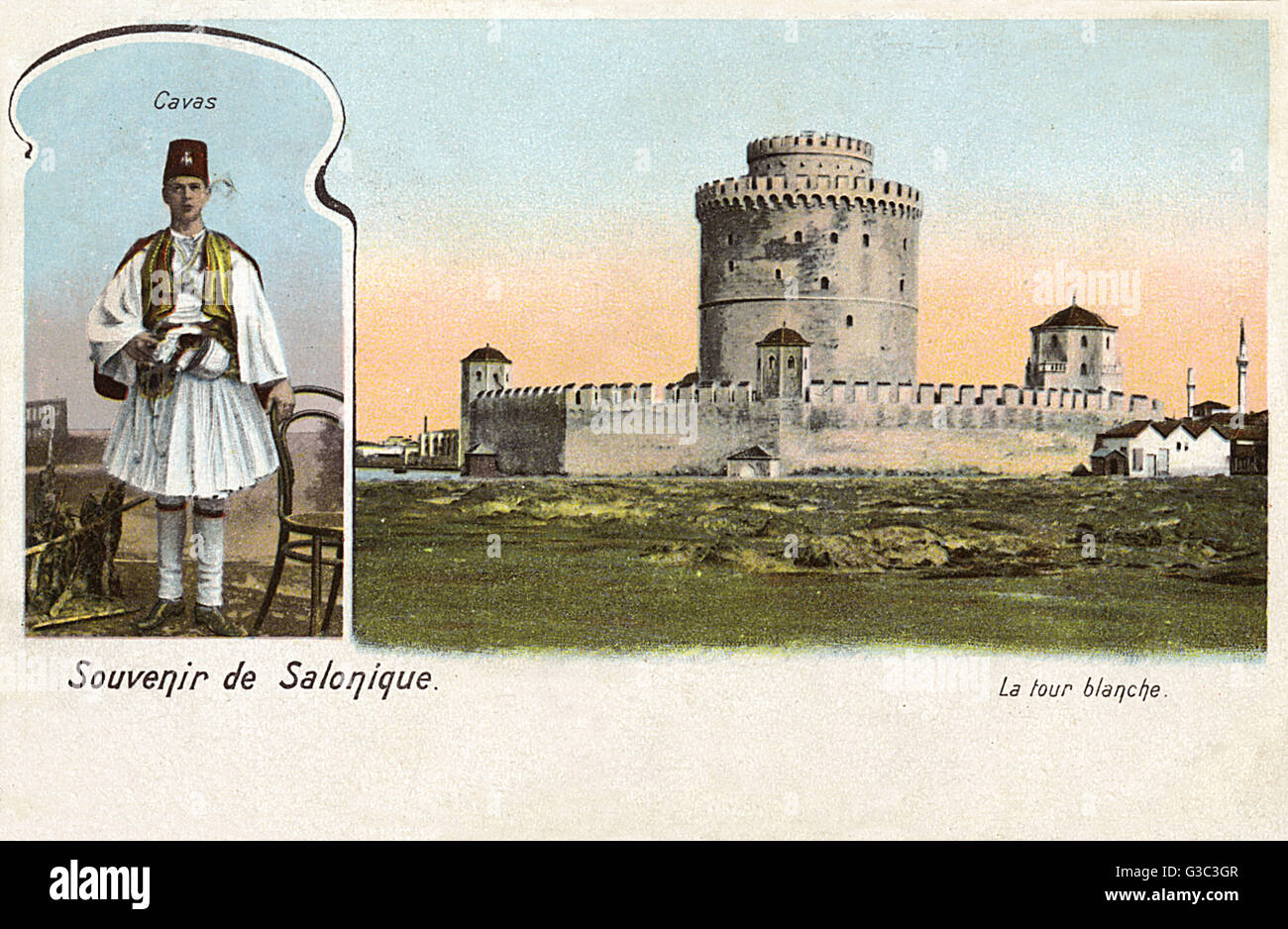 Salonicco, Grecia - Kavass e la Torre Bianca Foto Stock